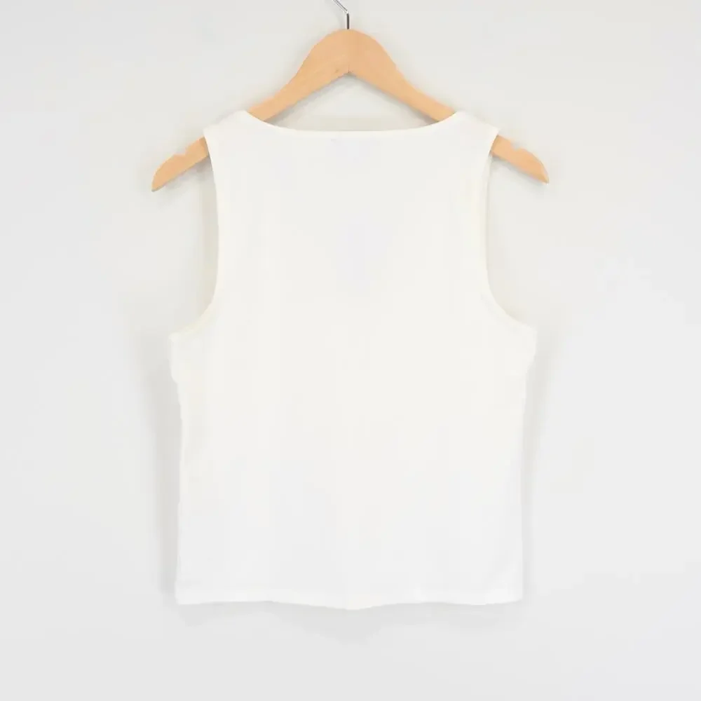 NWT J.Crew Stretch Cotton-Blend V-Neck Tank Top In White Size Medium - Picture 3 of 8